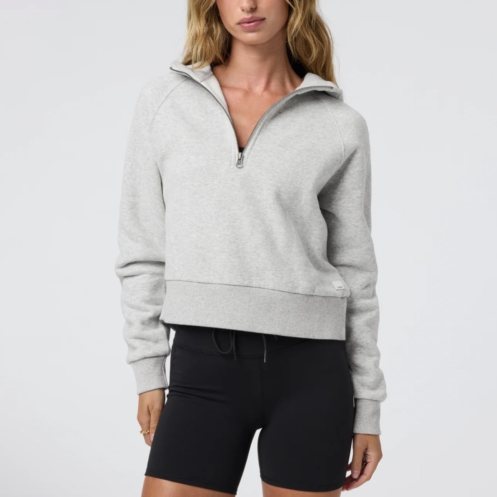 Vuori Restore Half Zip Hoodie - Light Heather Grey